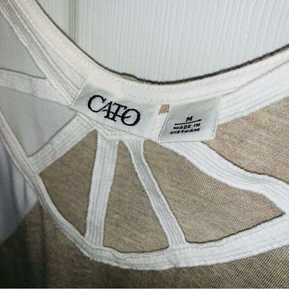 ✨CATO Colorblock Oatmeal, Dark Heather Grey & Cream Tones Swing Dress✨ - Picture 4 of 8